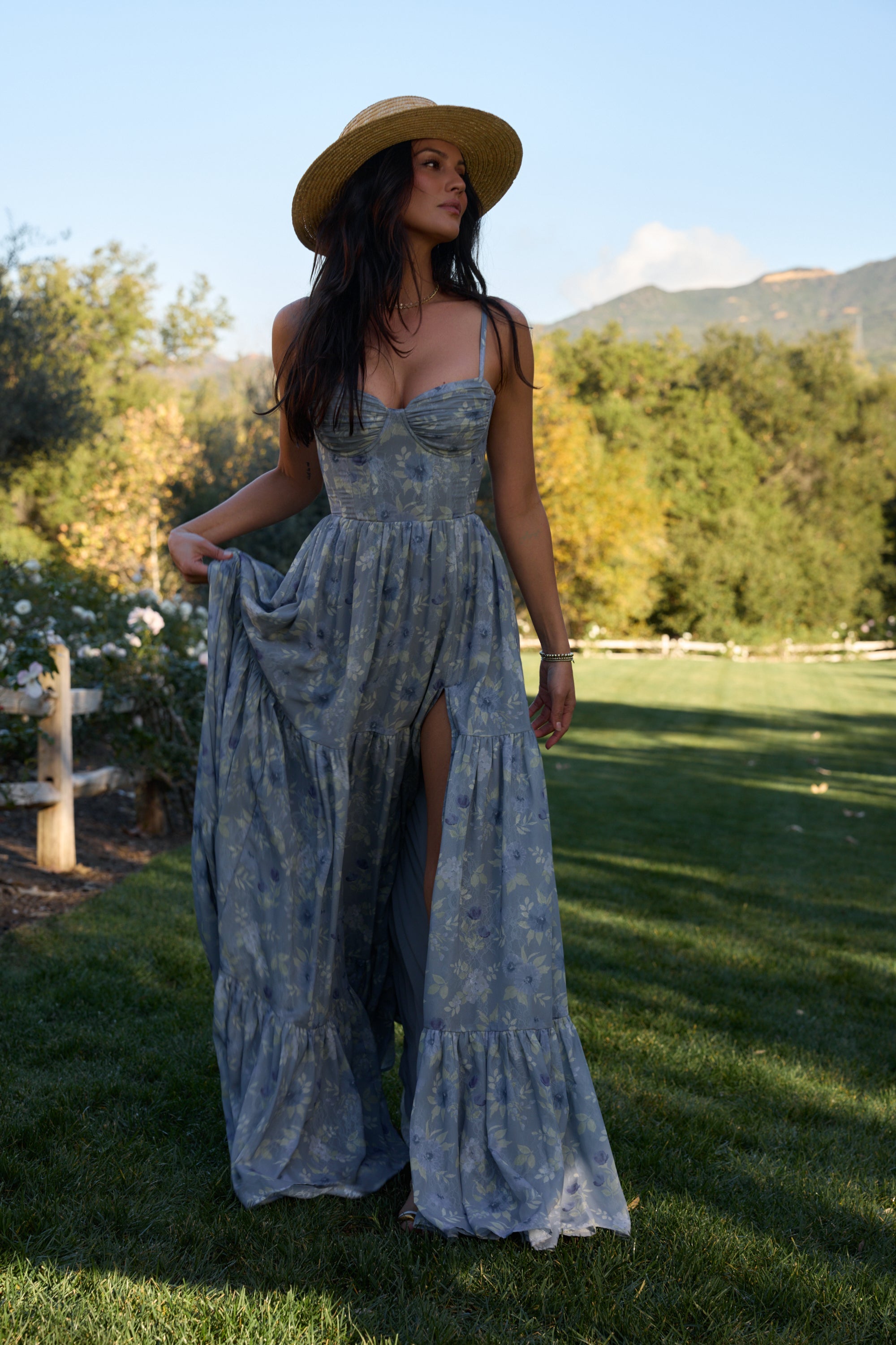 The Gwen Dress in Aleutian Blue Floral