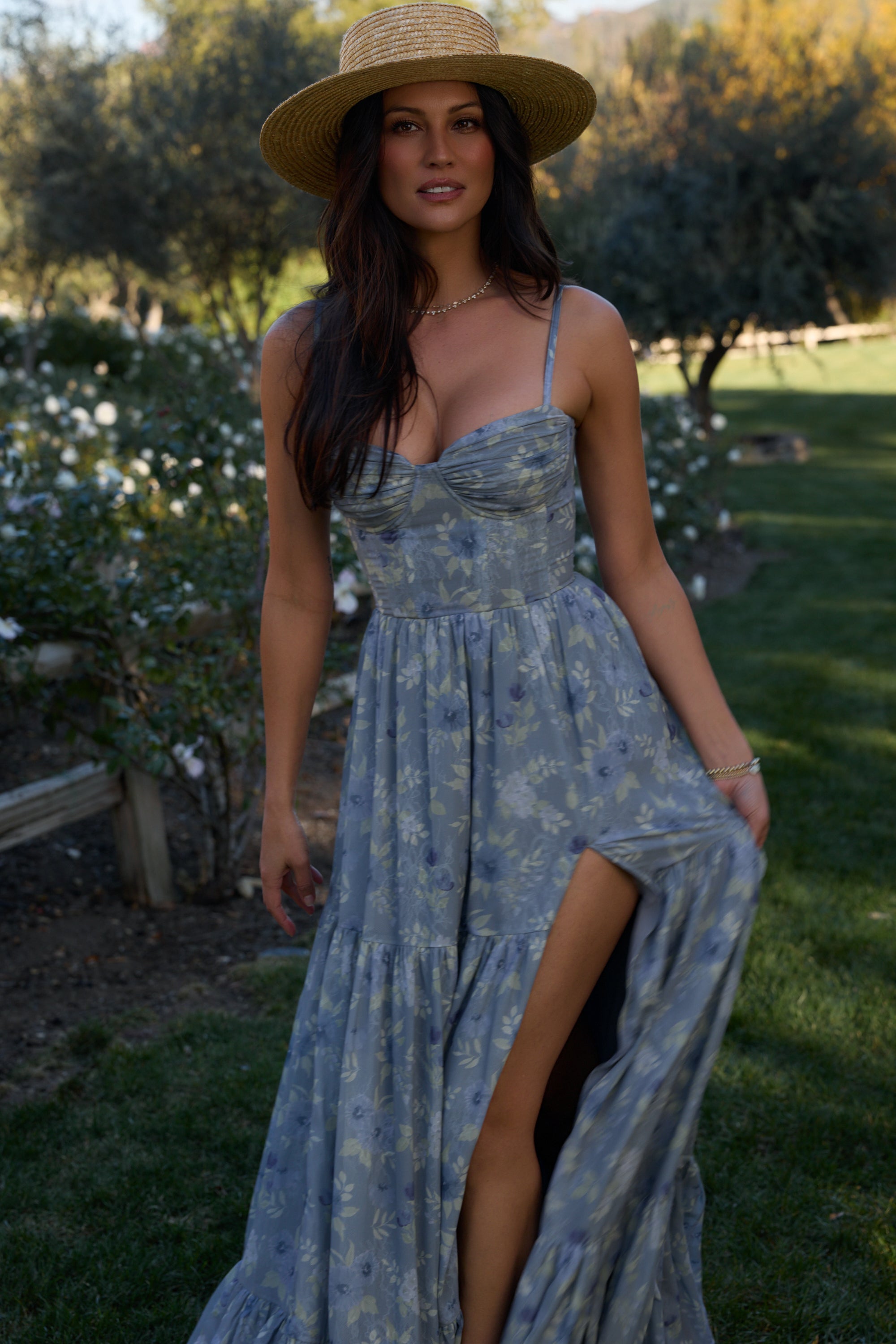 The Gwen Dress in Aleutian Blue Floral