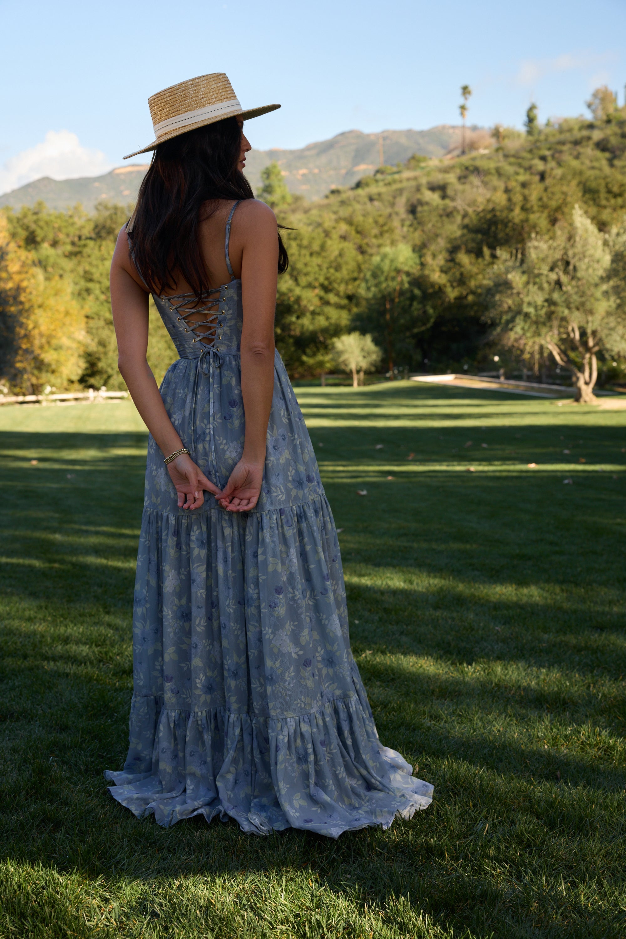 The Gwen Dress in Aleutian Blue Floral