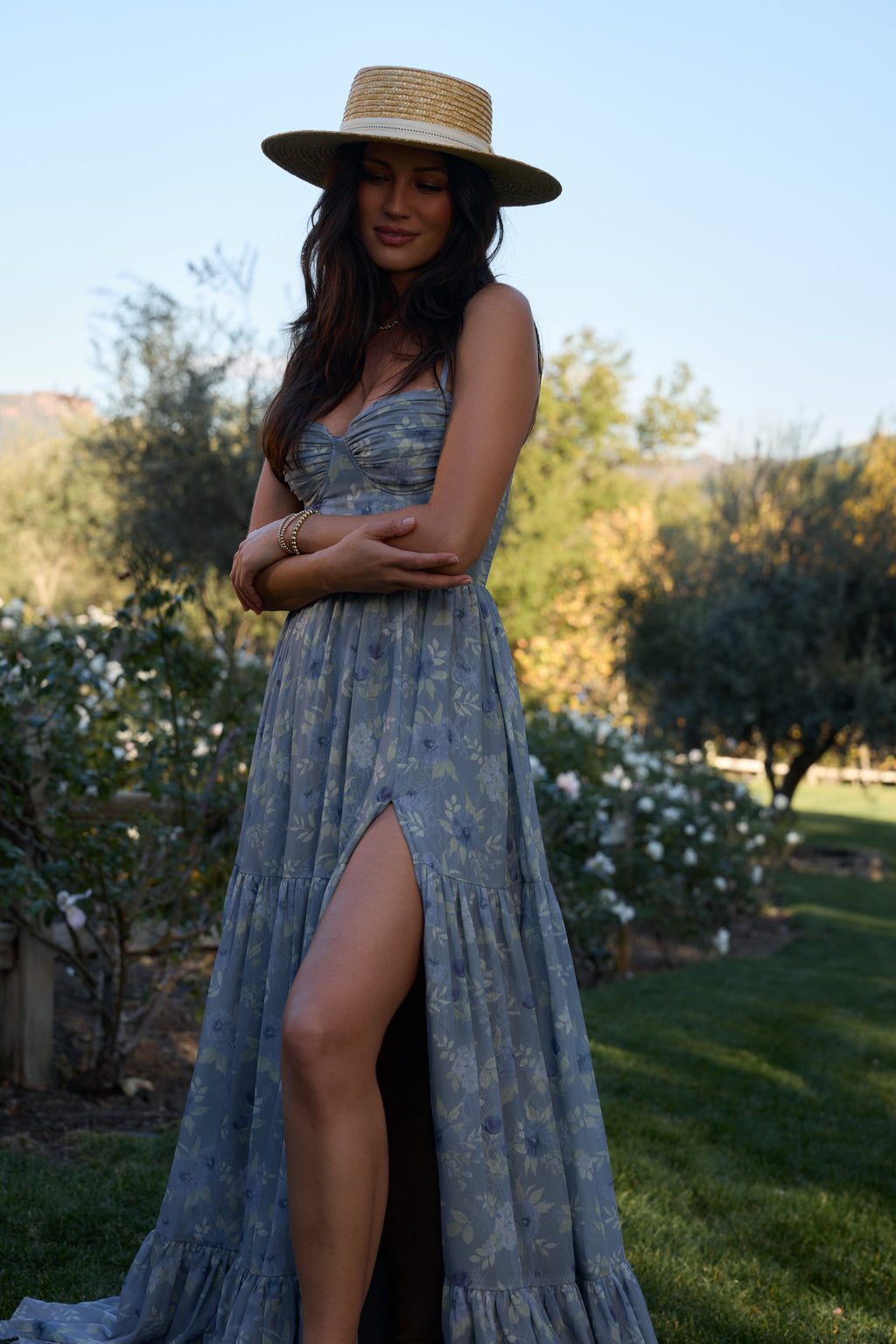 The Gwen Dress in Aleutian Blue Floral