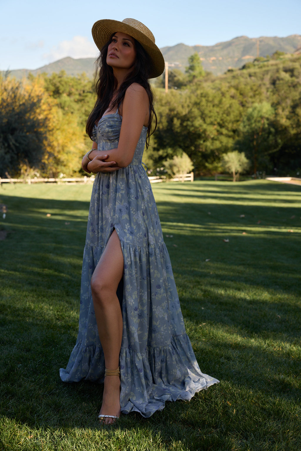 The Gwen Dress in Aleutian Blue Floral