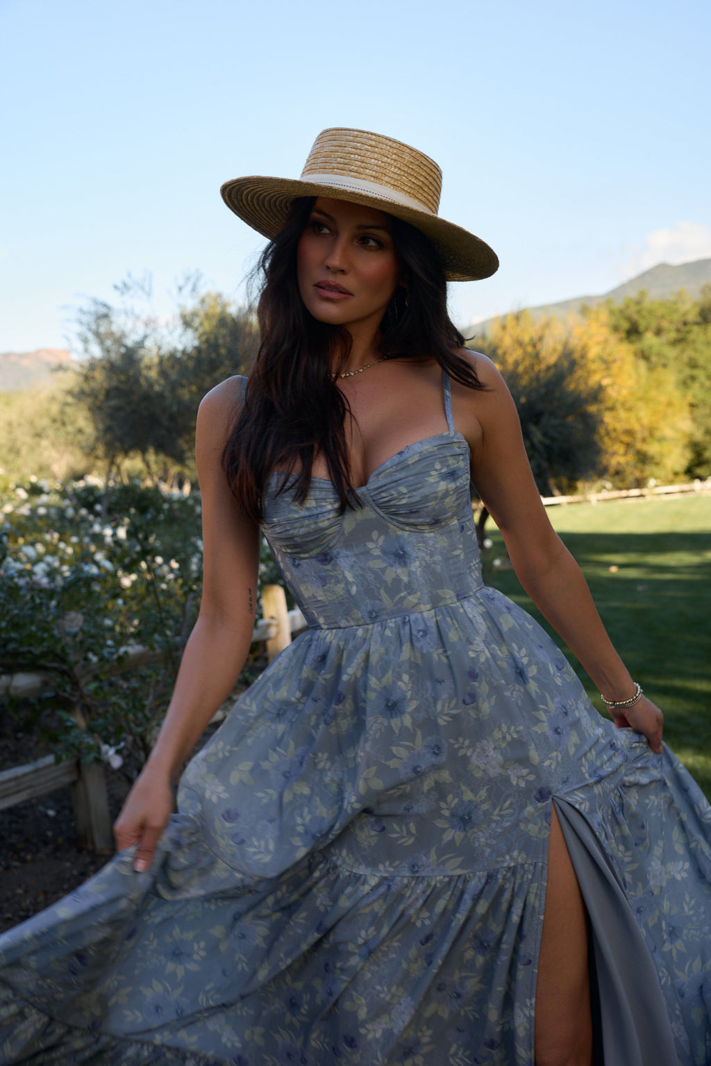 The Gwen Dress in Aleutian Blue Floral