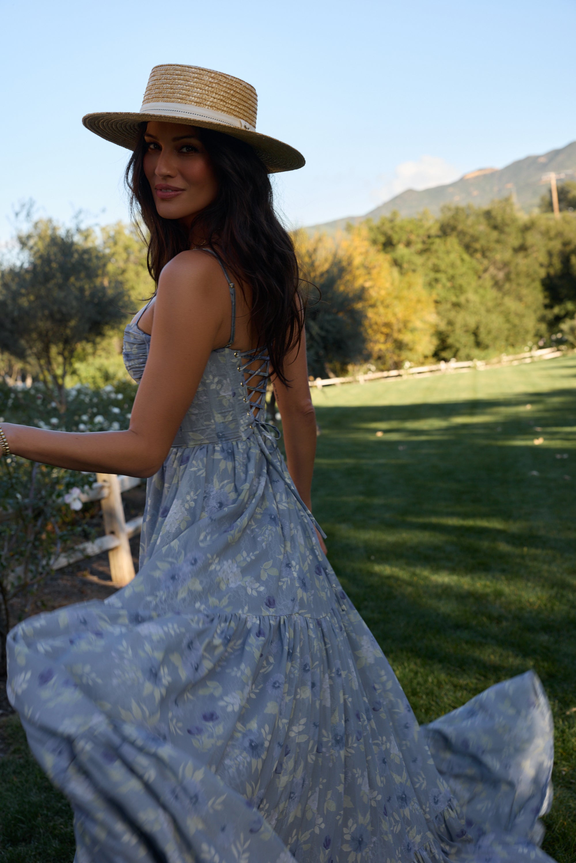 The Gwen Dress in Aleutian Blue Floral