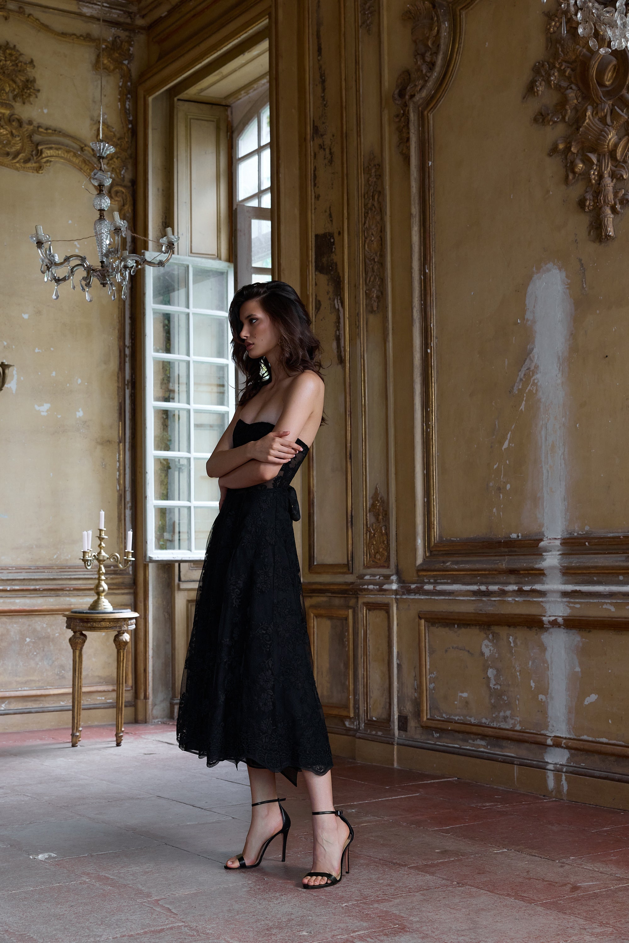 The Hazel Dress in Black Chantilly Lace