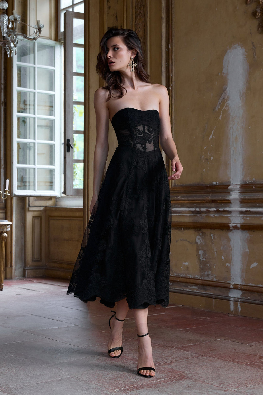 The Hazel Dress in Black Chantilly Lace