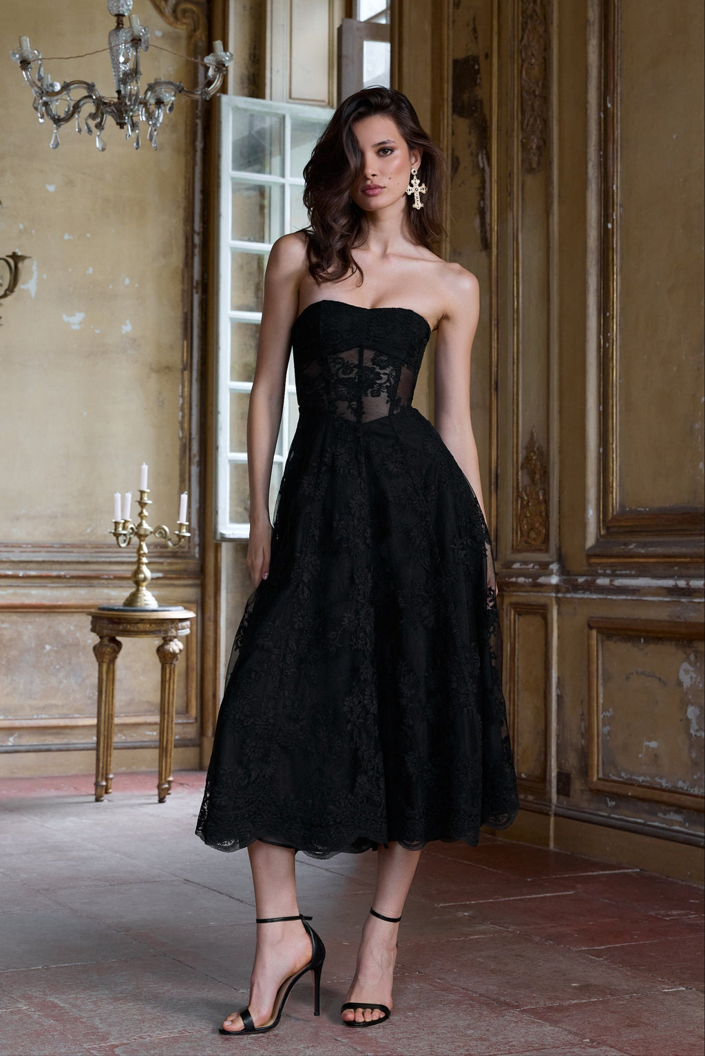 The Hazel Dress in Black Chantilly Lace