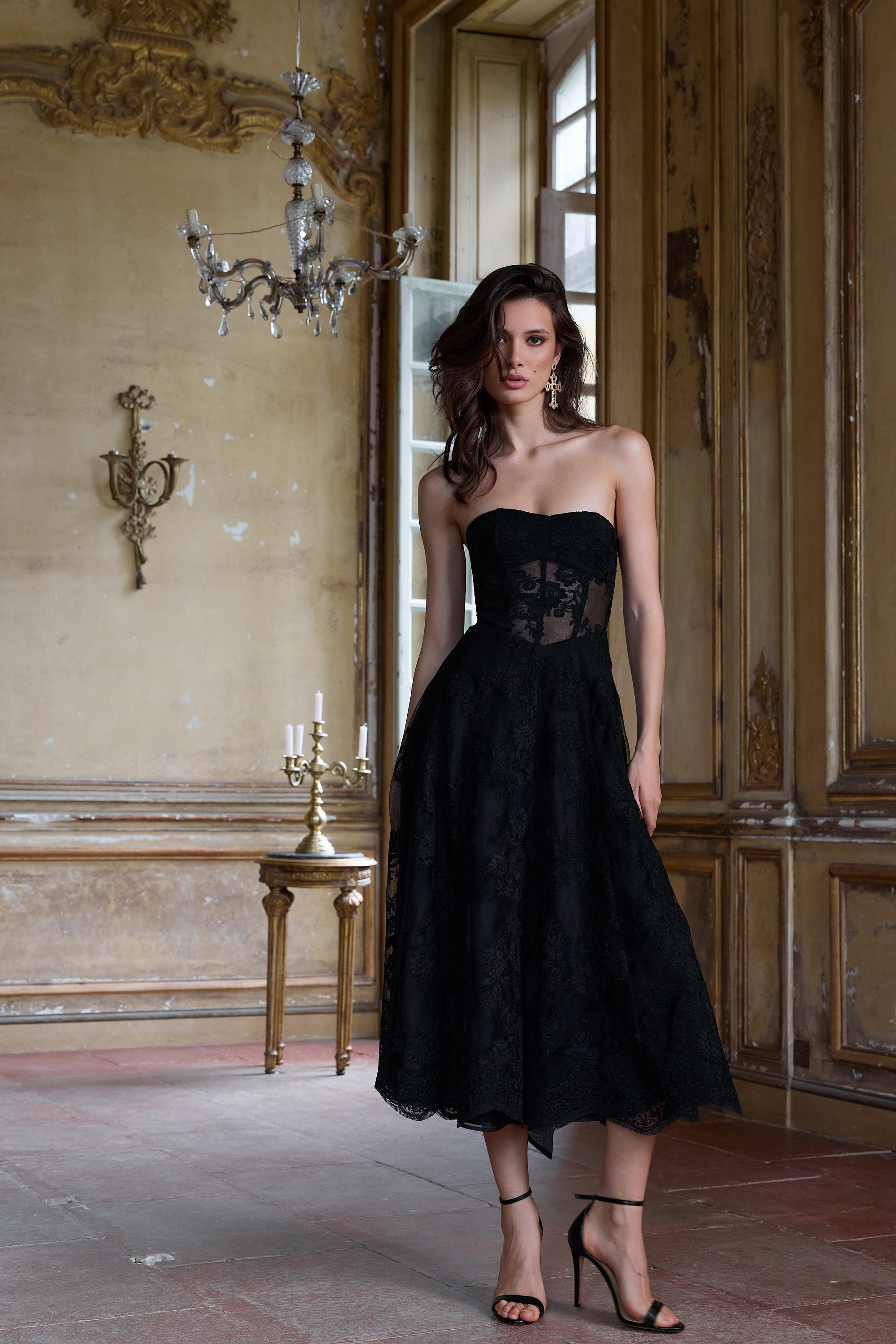 The Hazel Dress in Black Chantilly Lace