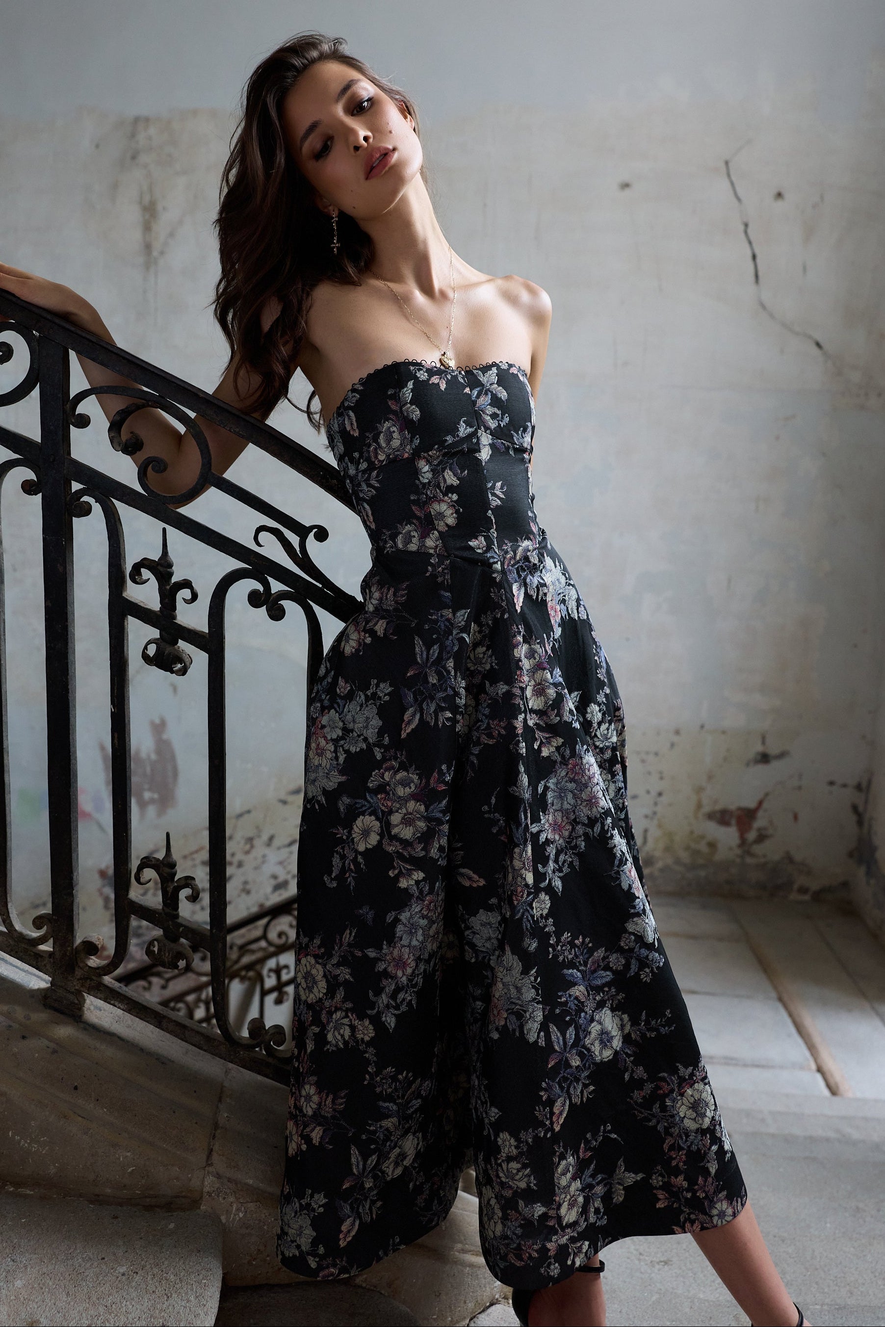 The Hazel Dress in Black Lilibet Brocade