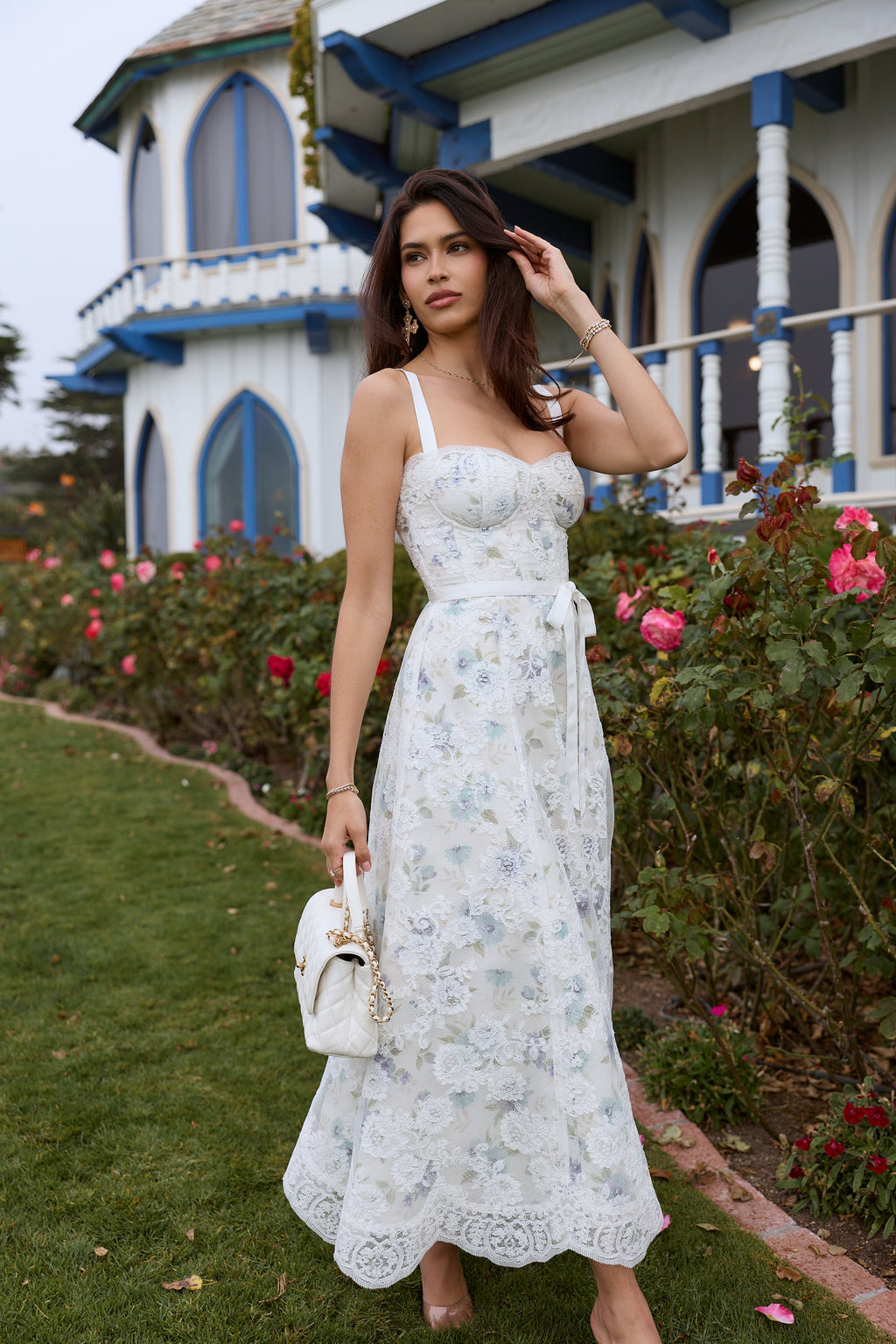 The Kathleen Dress in Blue Watercolor Floral