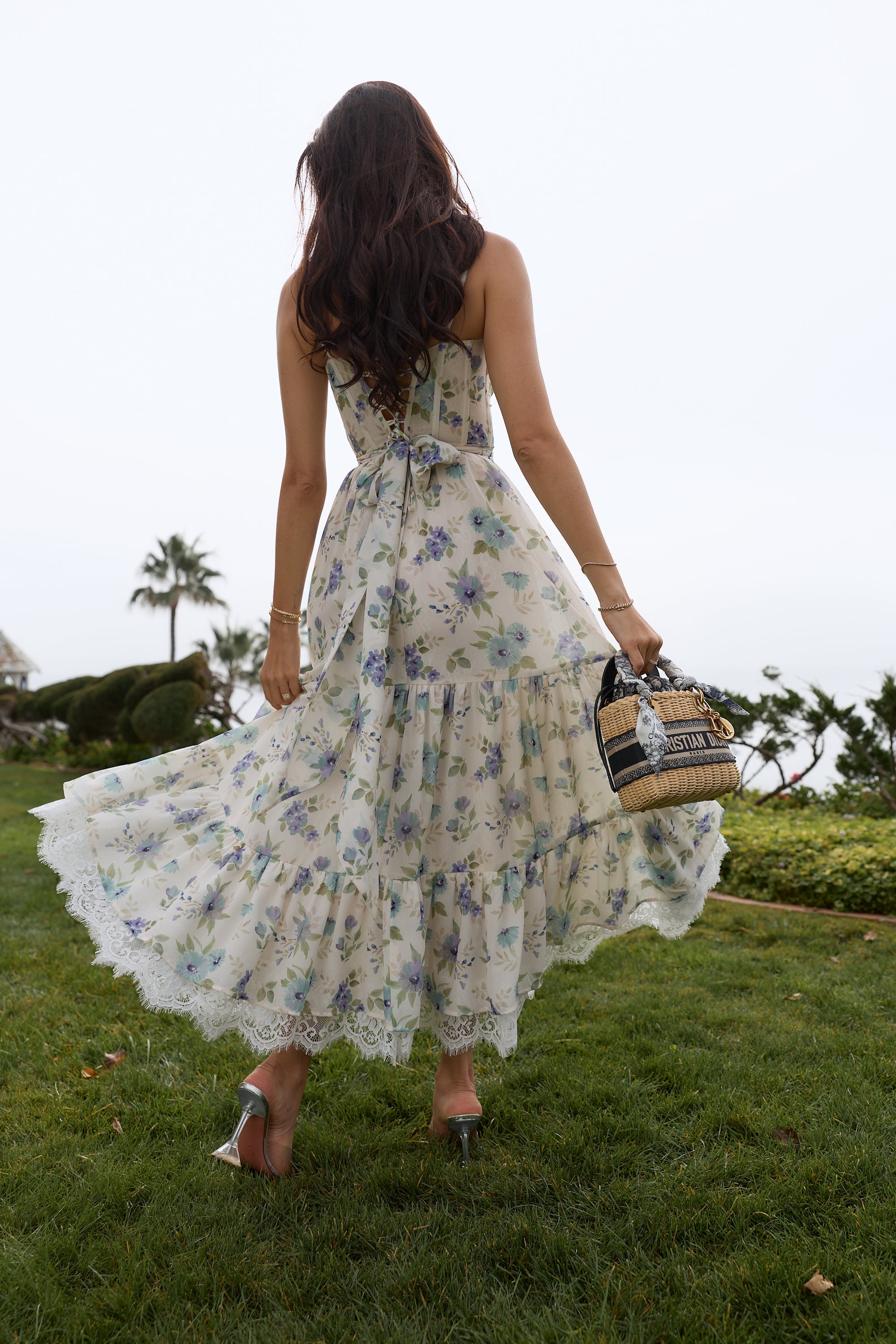 The Lara Dress in Blue Watercolor Floral