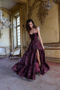 The Lucetta Dress in Plum Baroque Floral
