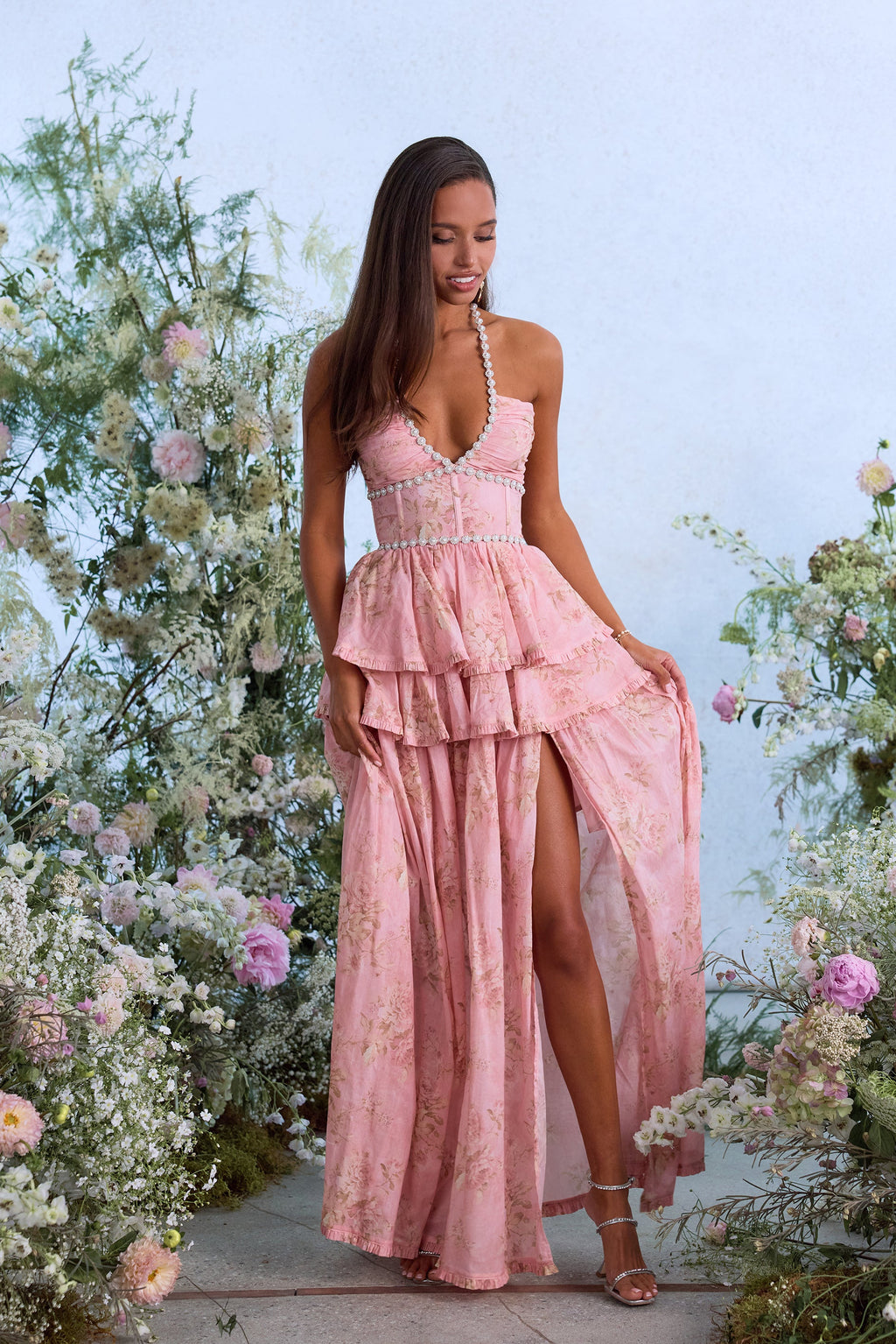 The Payton Dress in Light Pink Tapestry Rose