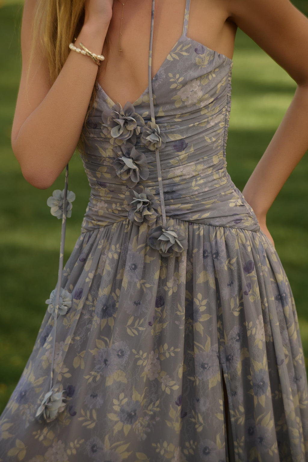 The Persephone Dress in Aleutian Blue Floral