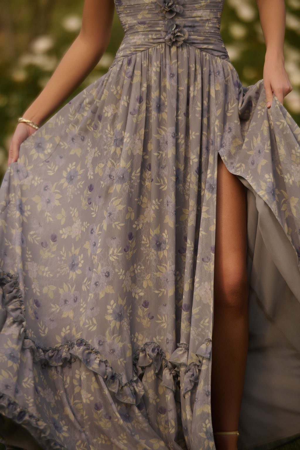 The Persephone Dress in Aleutian Blue Floral