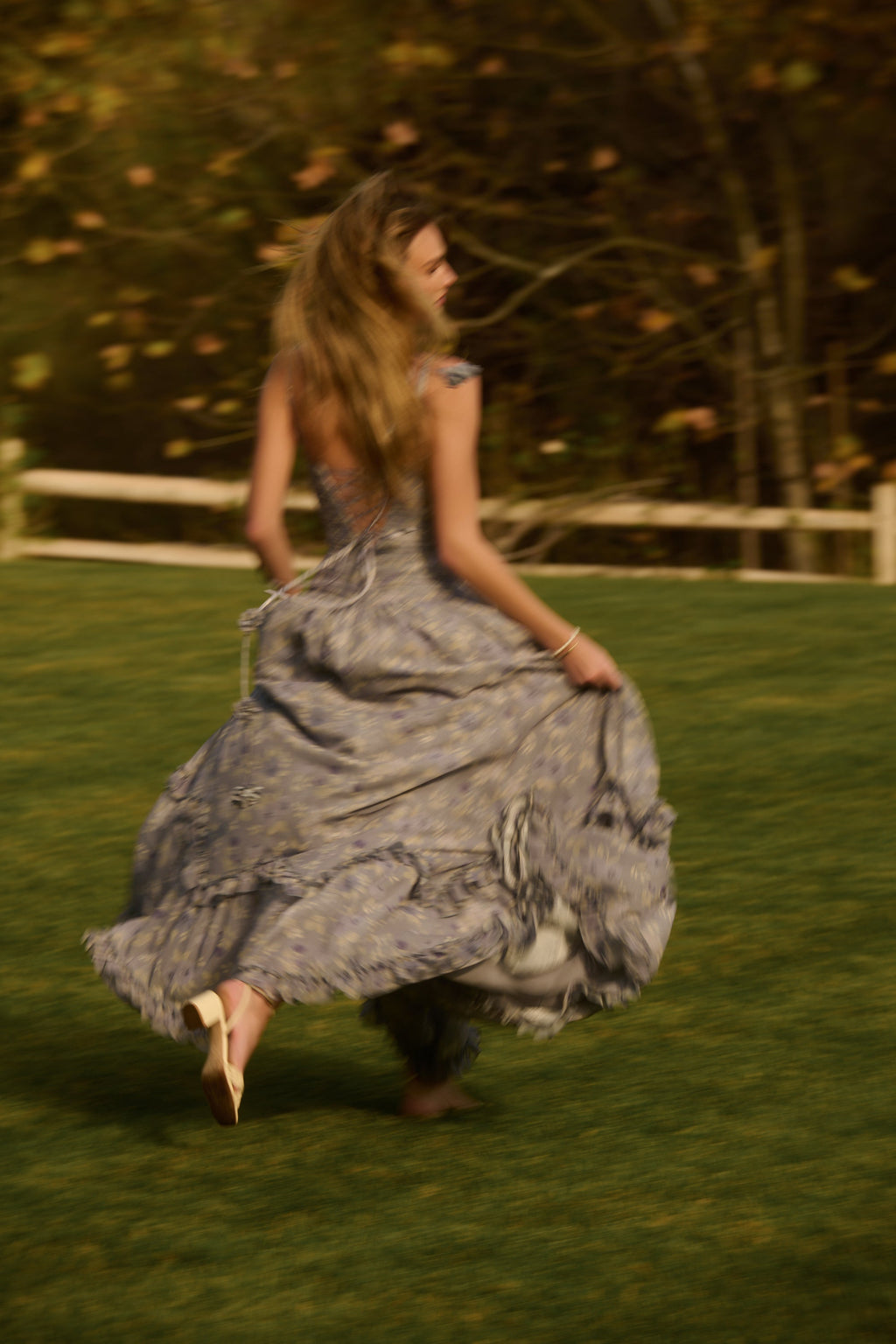 The Persephone Dress in Aleutian Blue Floral