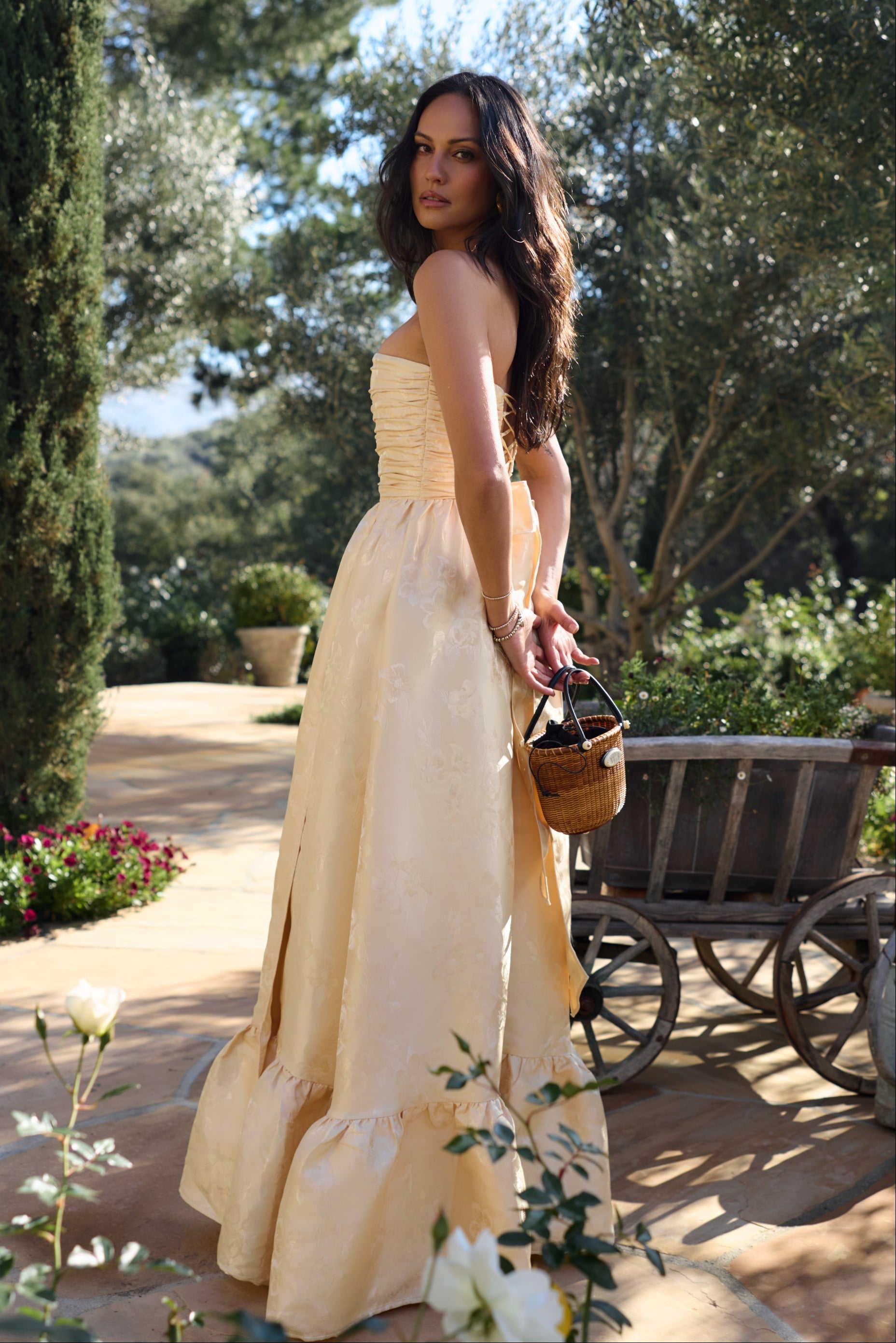 The Regina Dress in Butter Yellow Baroque Floral