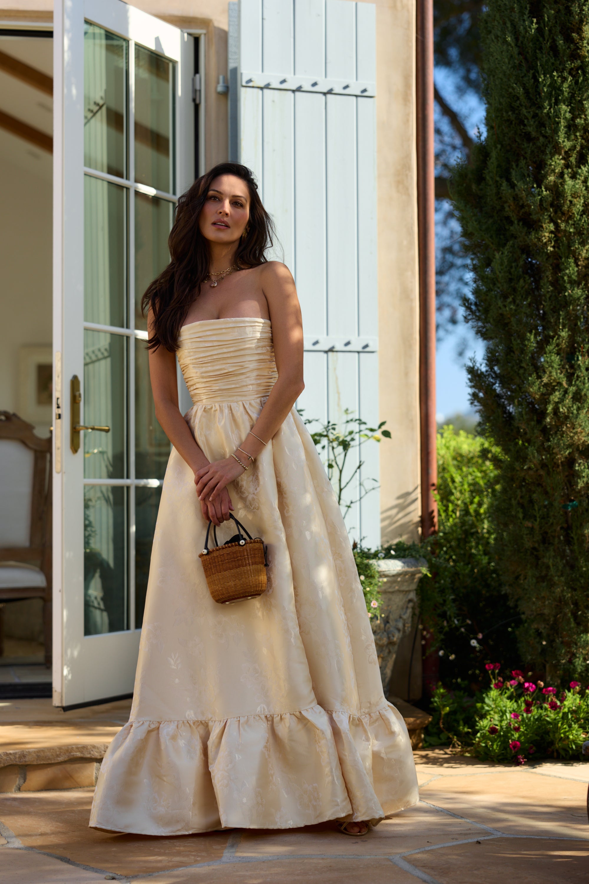 The Regina Dress in Butter Yellow Baroque Floral