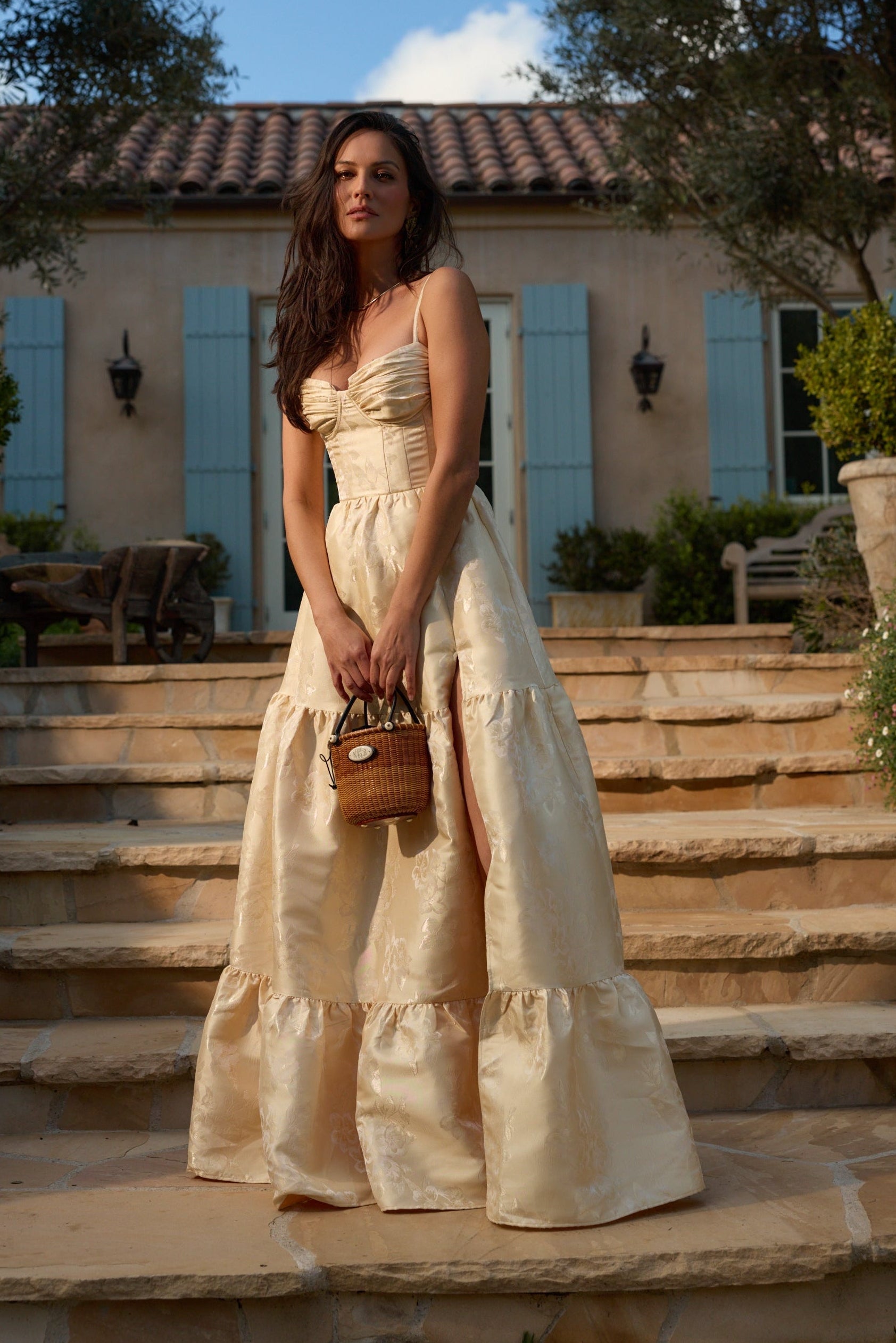 The Lucetta Dress in Butter Yellow Baroque Floral