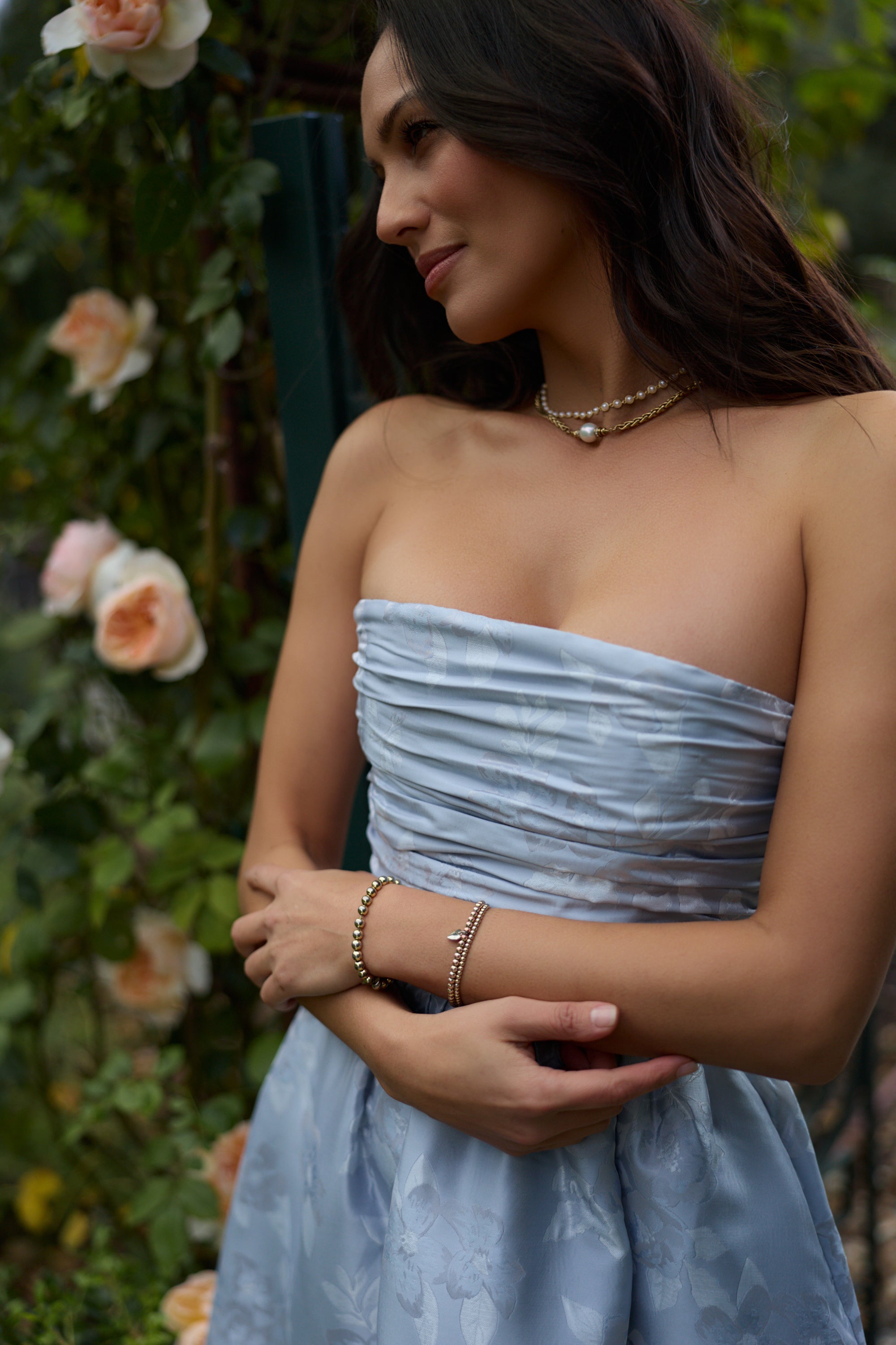 The Regina Dress in Icelandic Blue Baroque Floral