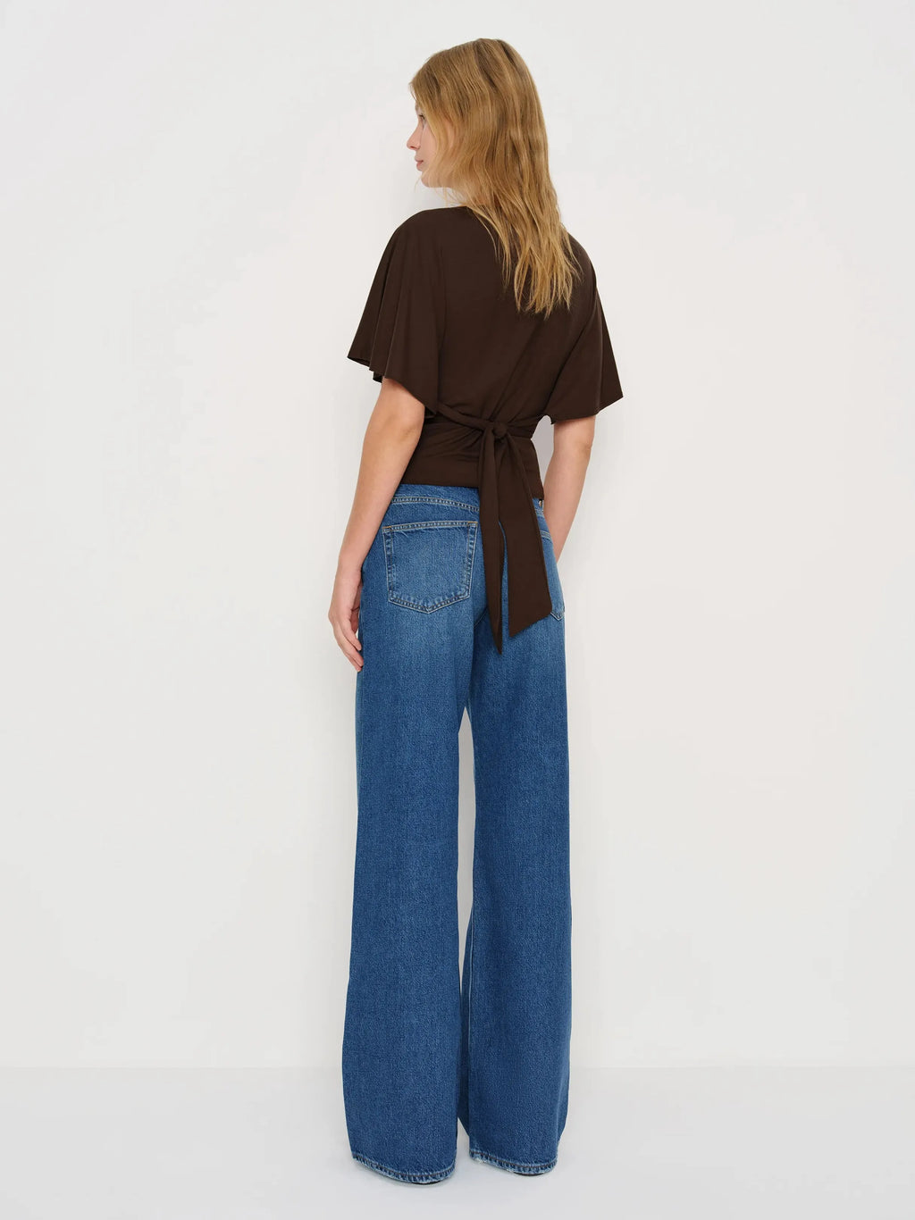 Neck Tie-Waist Batwing Sleeve Cropped Top | Vintage Commuter Slim-Fit T-Shirt