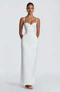 White Cami Corset Lace-Up Back Mermaid Maxi Dress