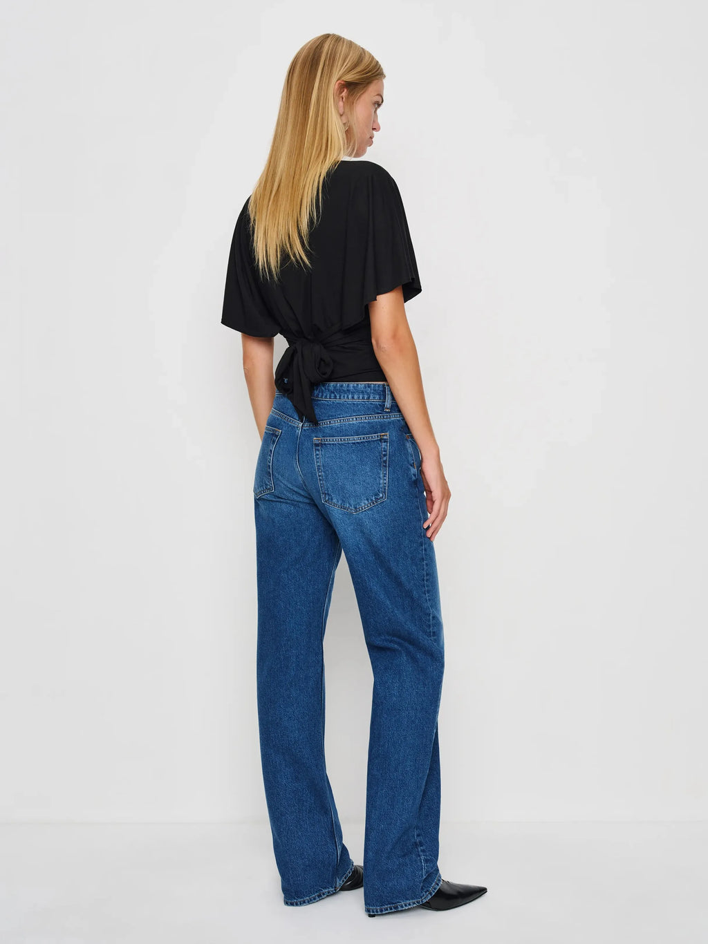 Neck Tie-Waist Batwing Sleeve Cropped Top | Vintage Commuter Slim-Fit T-Shirt