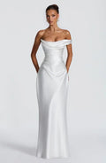 Off-Shoulder/One-Shoulder Satin Corset Waist Mermaid Wedding Dress