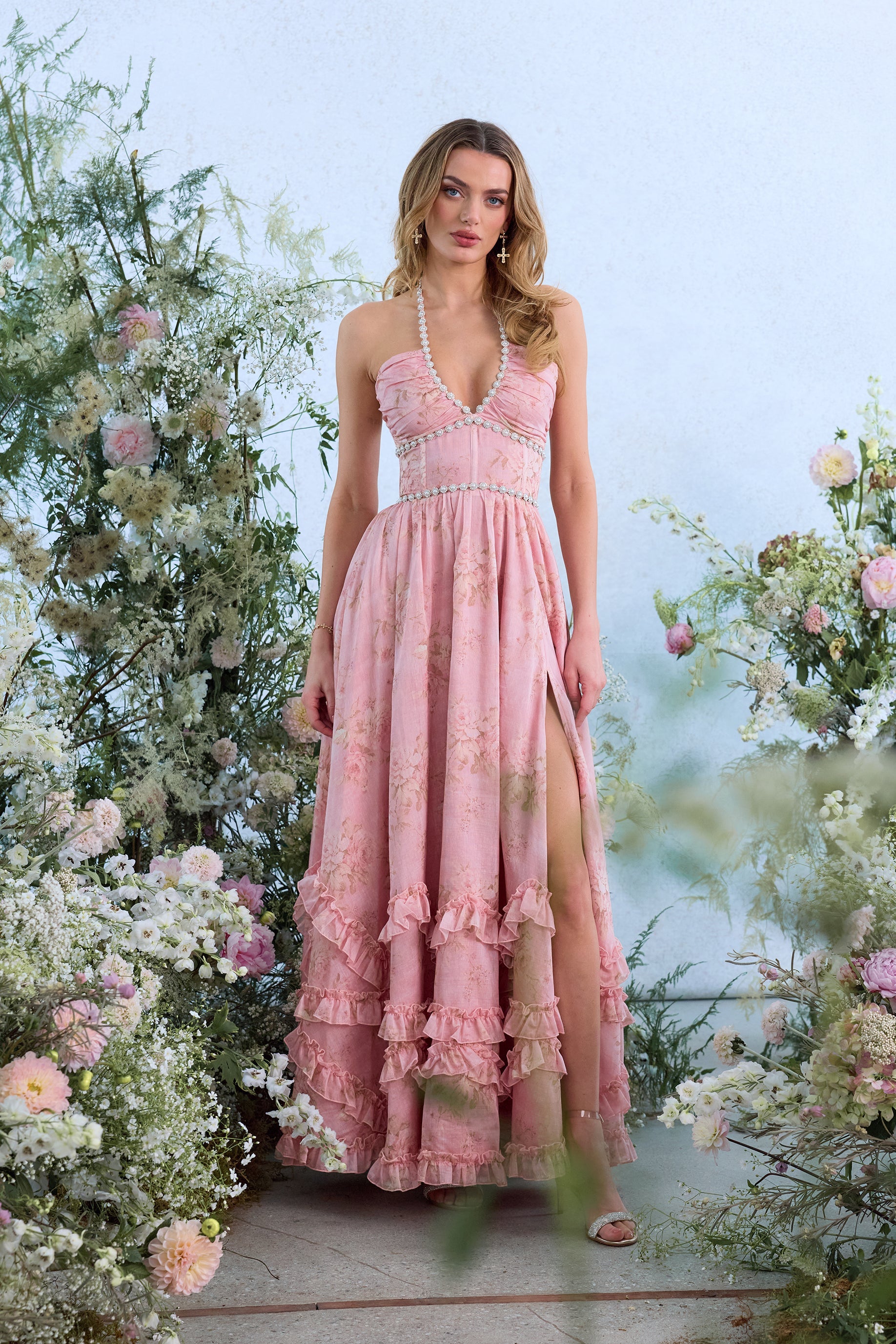The Scarlette Dress in Light Pink Tapestry Rose