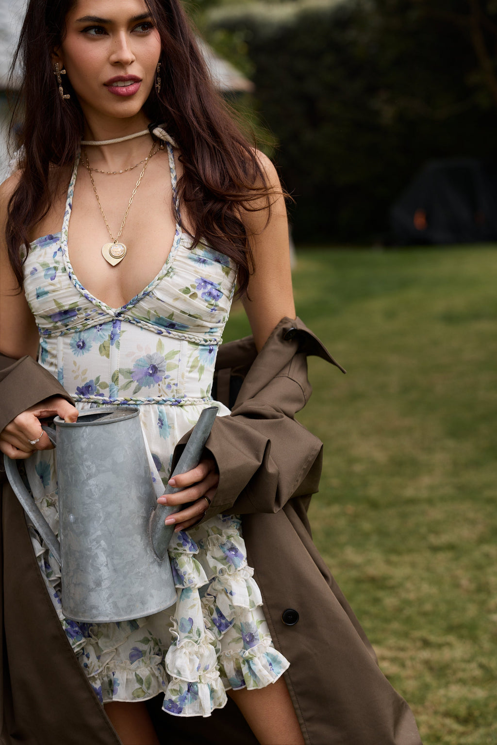 The Sophie Dress in Blue Watercolor Floral