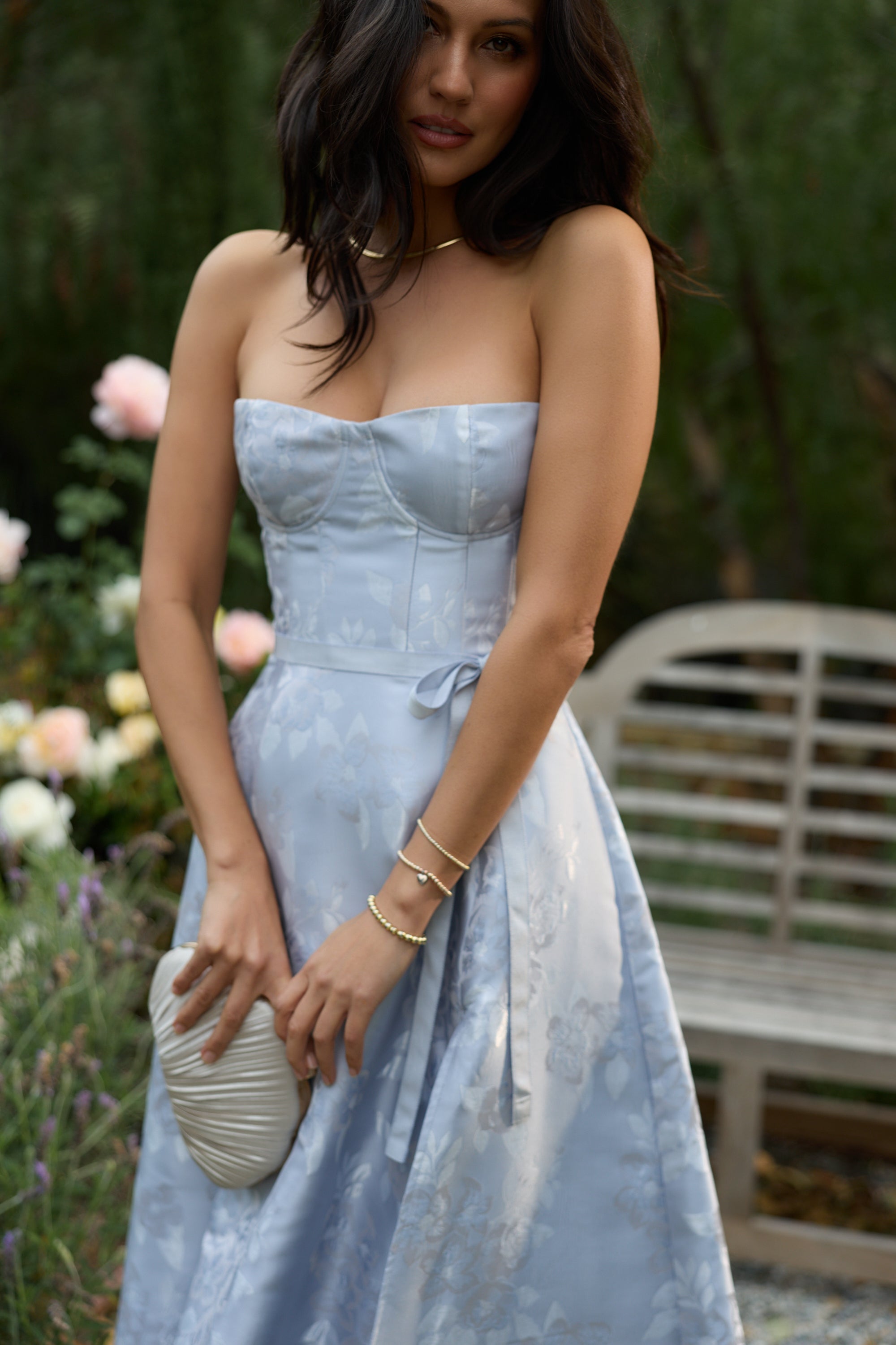 The Vanessa Dress in Icelandic Blue Baroque Floral