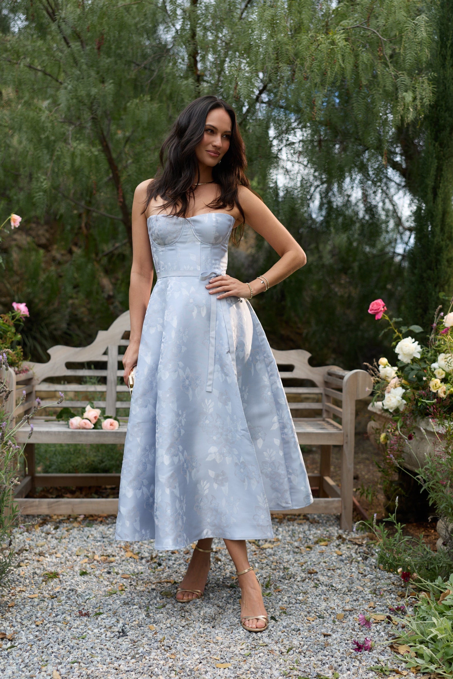 The Vanessa Dress in Icelandic Blue Baroque Floral