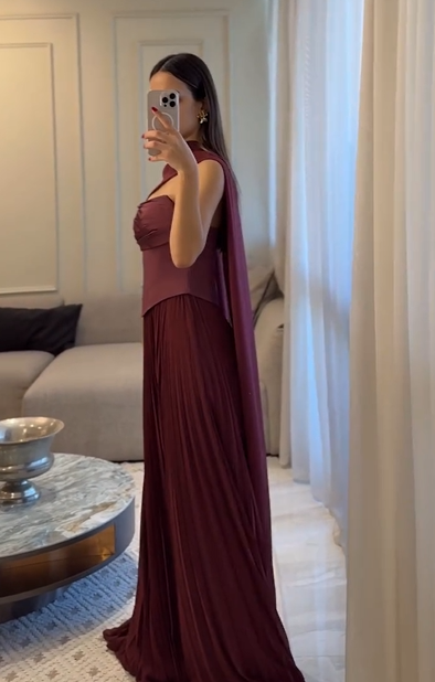 Sexy Temperament Shawl Tube Top Stitching Ruffle Dress