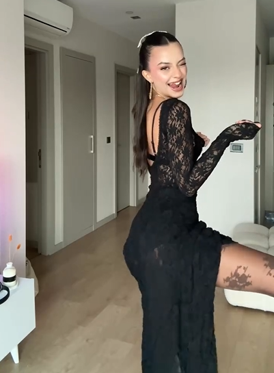 Sexy Slim Long Sleeve Lace See-through Dress