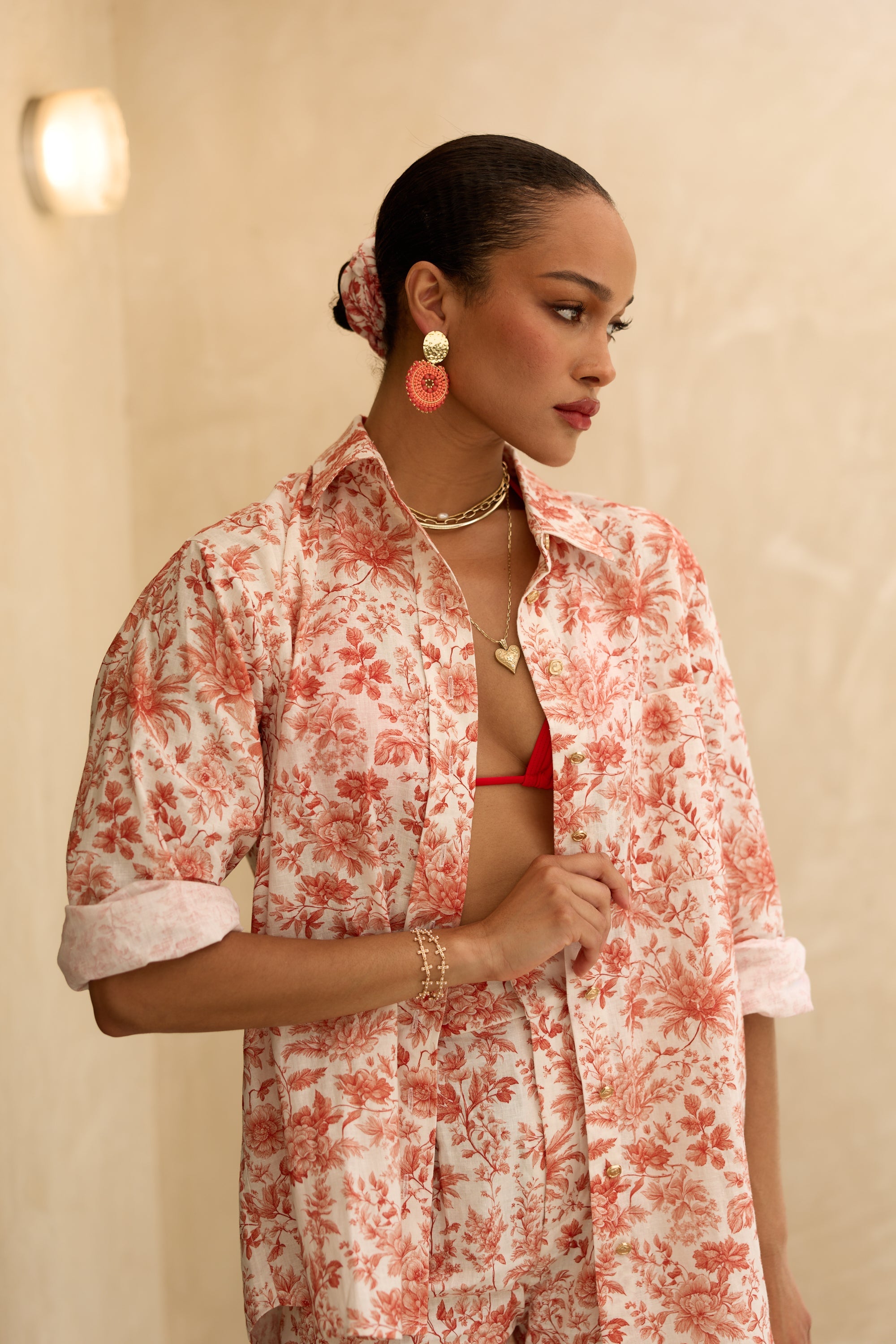 The Austin Shirt in Red Toile