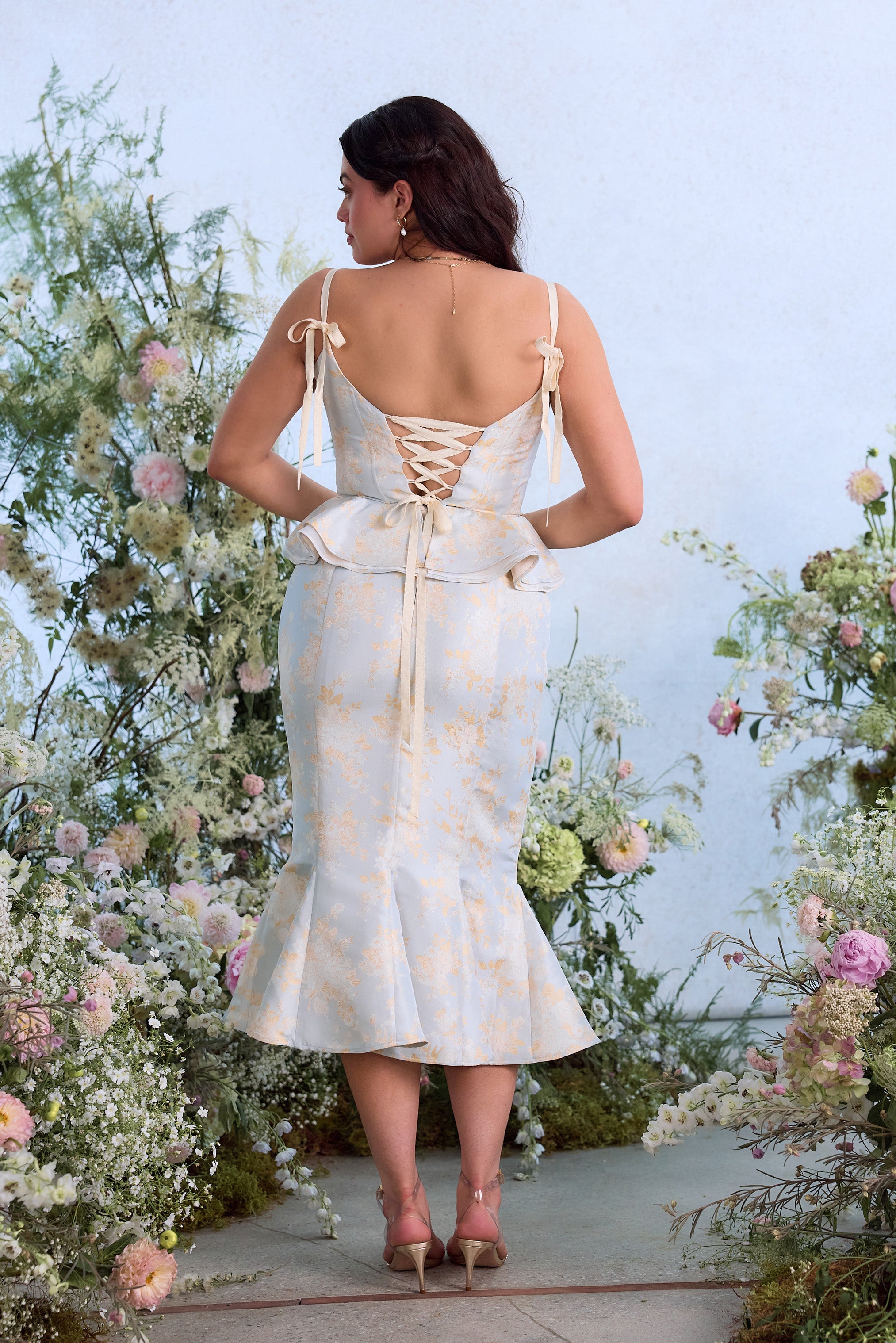 The Willa Dress in Sky Windsor Brocade