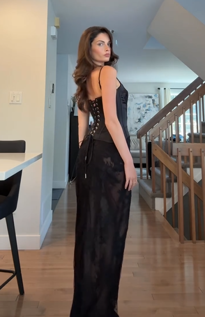 Sexy Strap Stitching Elegant Lace Dress