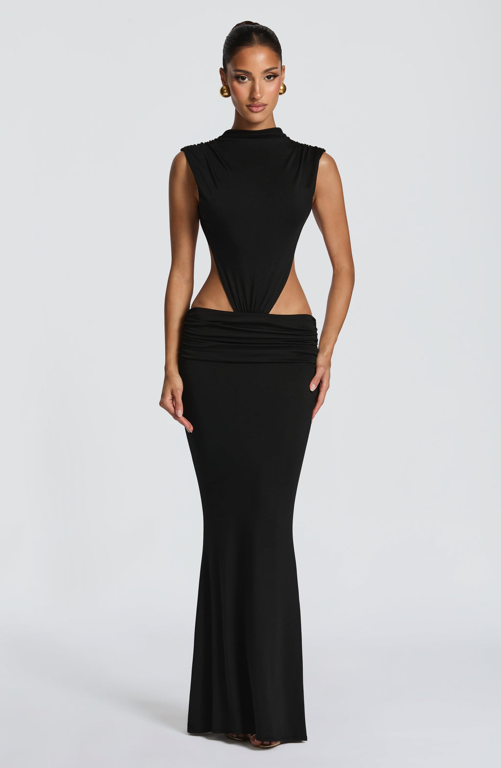 Sexy Front & Back Cutout Ruched Mermaid Maxi Dress