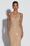 Sexy Halter Deep V-neck Slim-Fit Rhinestone Dress