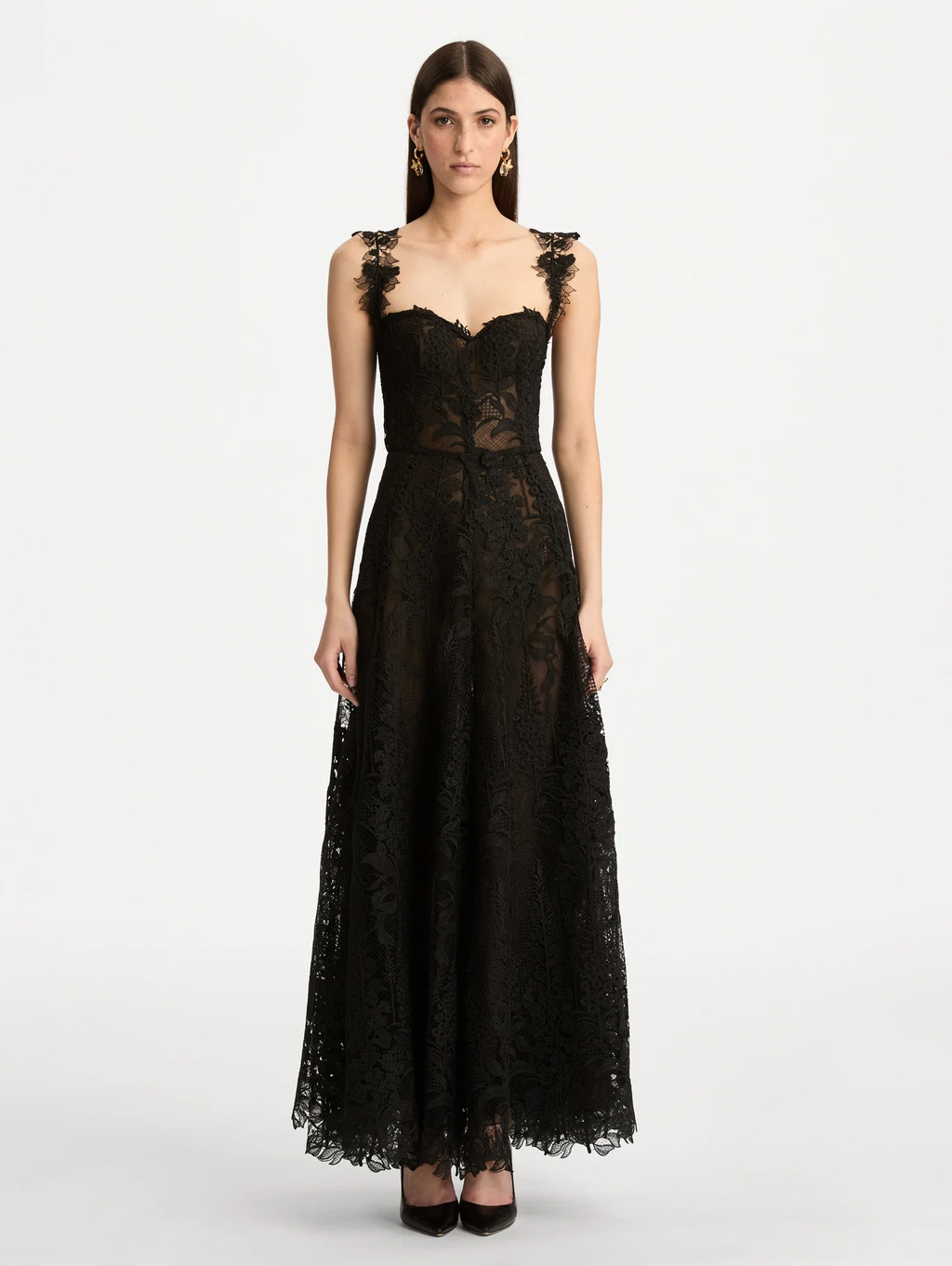 Sexy Lace Sling Solid Color Dress