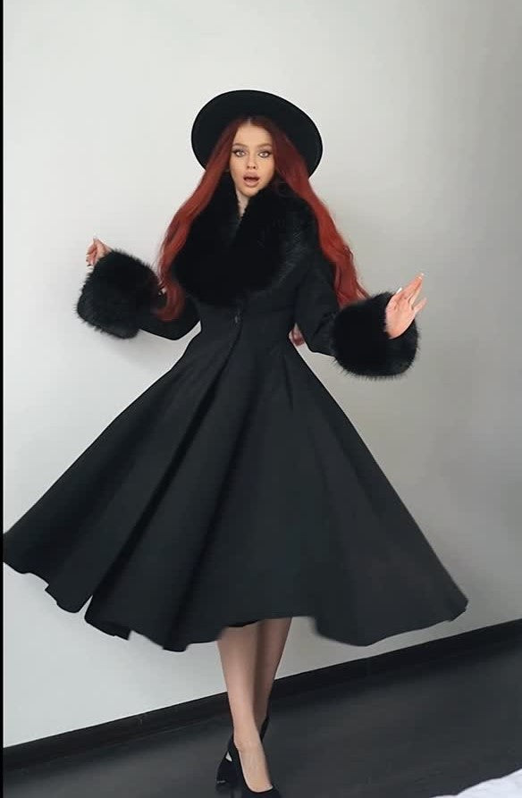 Sexy Long Sleeve Furry Solid Color Long-Cut Coat