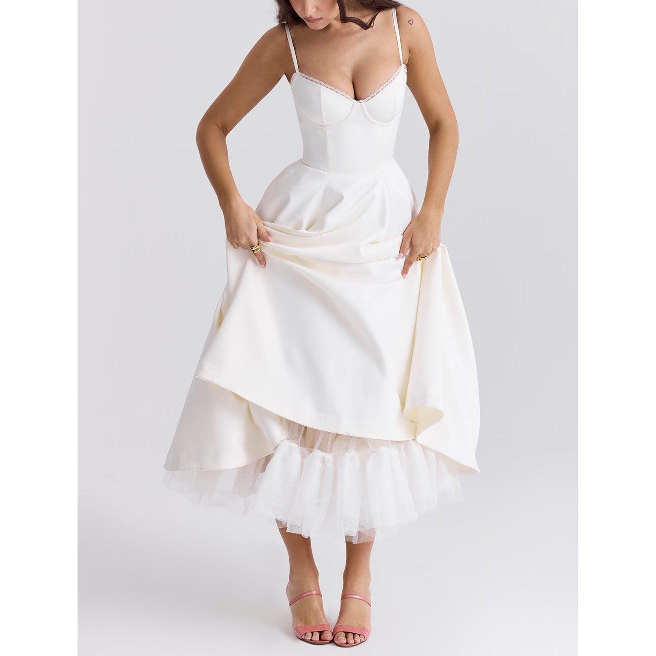 V-neck Brace Sleeveless Maxi Dress