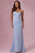Premium Satin Corset Bridesmaid Dress in Powder Blue