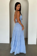 Daisy Halter Neck Maxi Dress - Blue