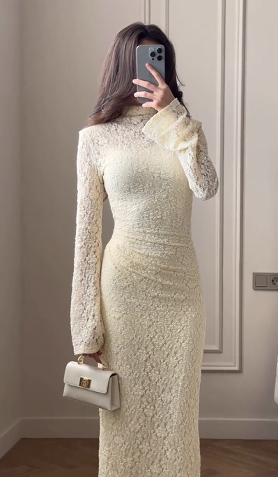 Sexy Elegant Long Sleeve Pullover Lace Slim Dress