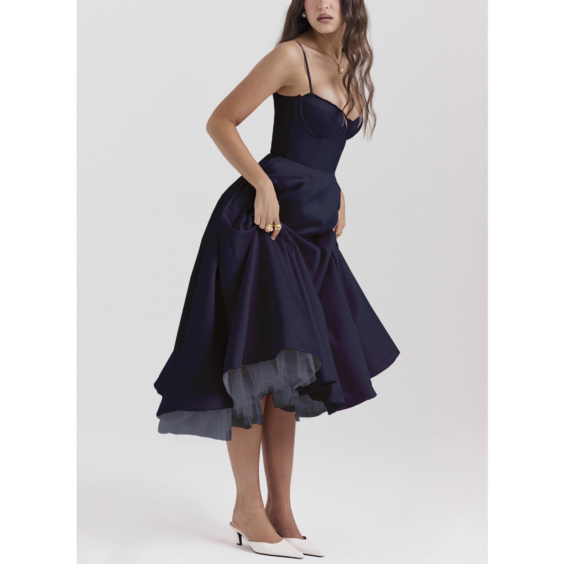 V-neck Brace Sleeveless Maxi Dress