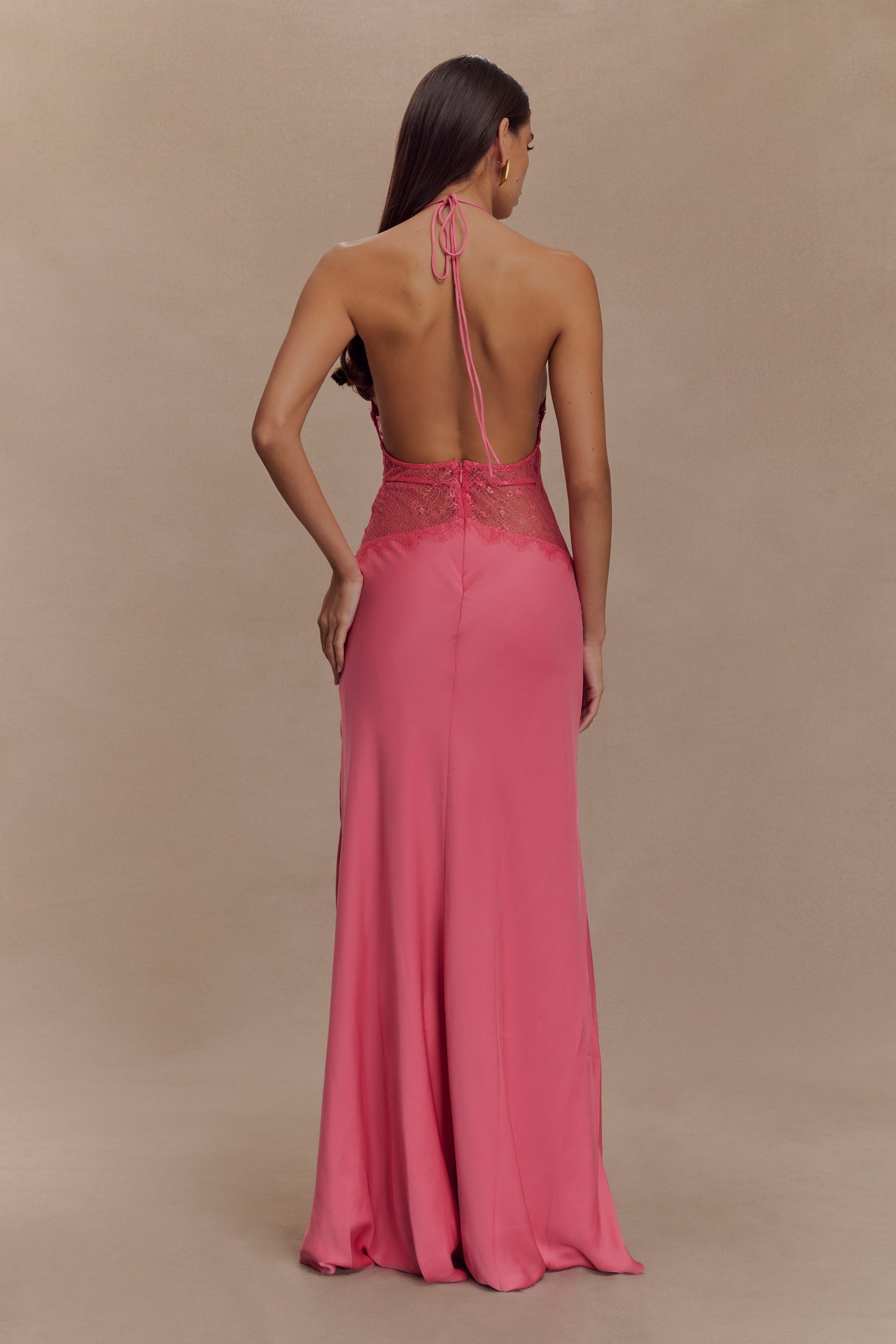 Sexy Halter Slim Deep V Lace Hollow Dress