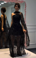 Sexy off-the-Shoulder Rhinestone Mesh Dress