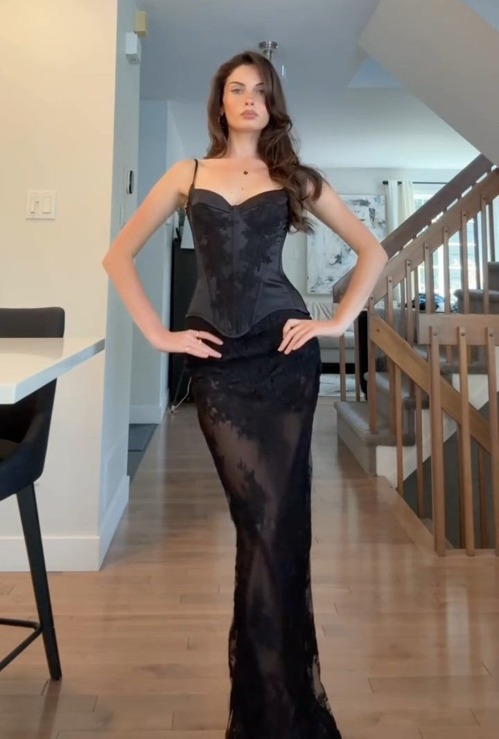 Sexy Strap Stitching Elegant Lace Dress