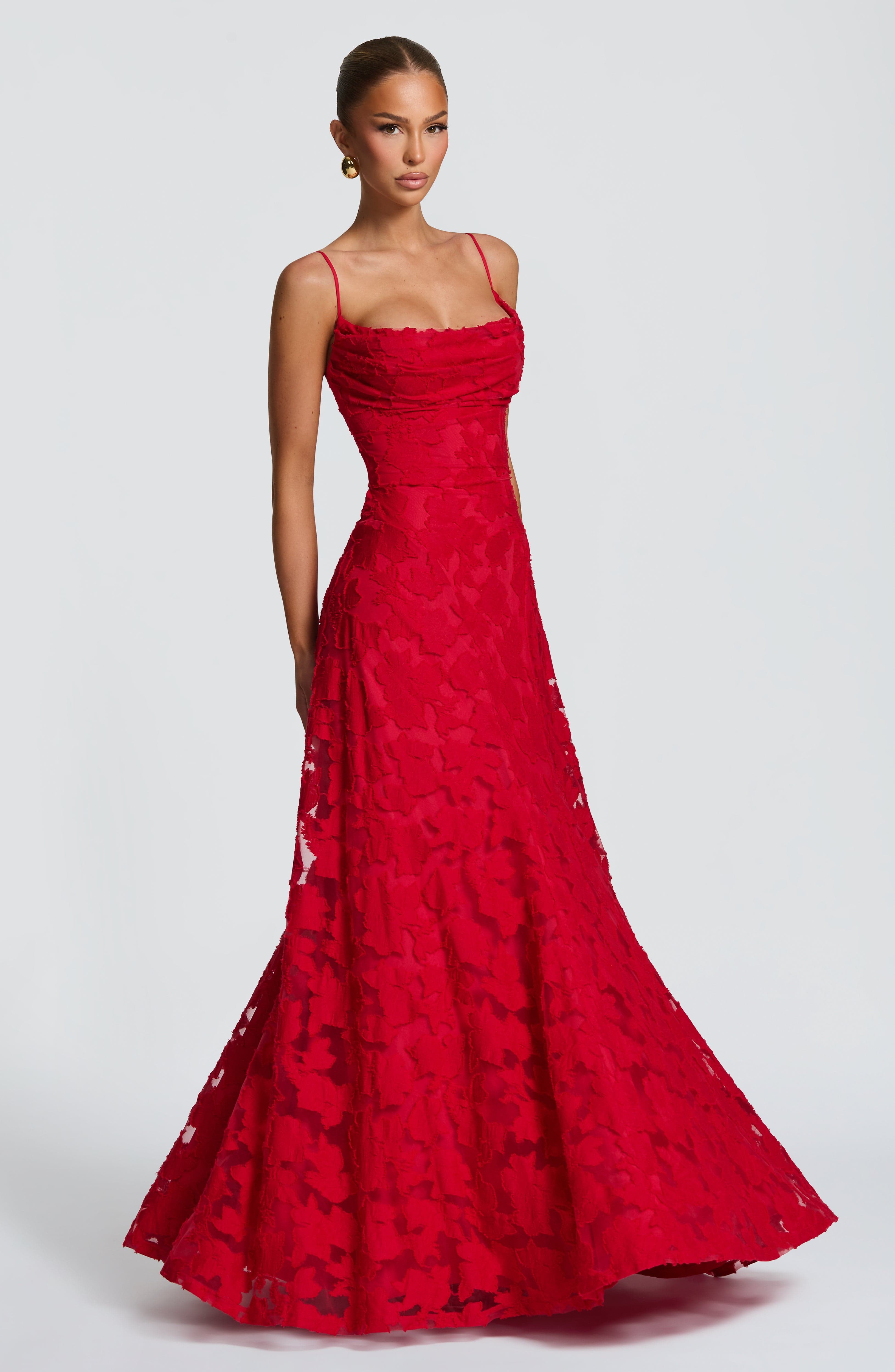 Spaghetti Strap Backless Lace Up Formal Gown