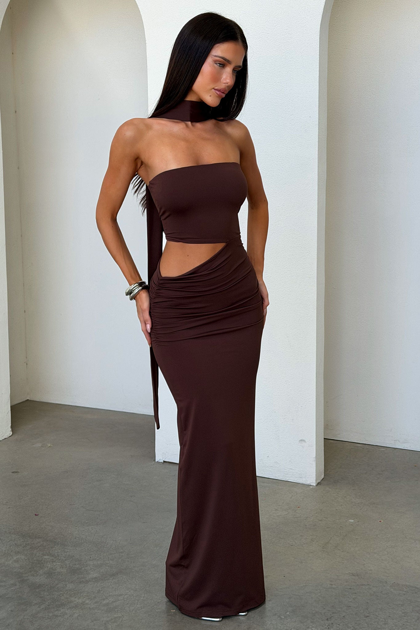 Forbes Strapless Maxi Dress - Brown
